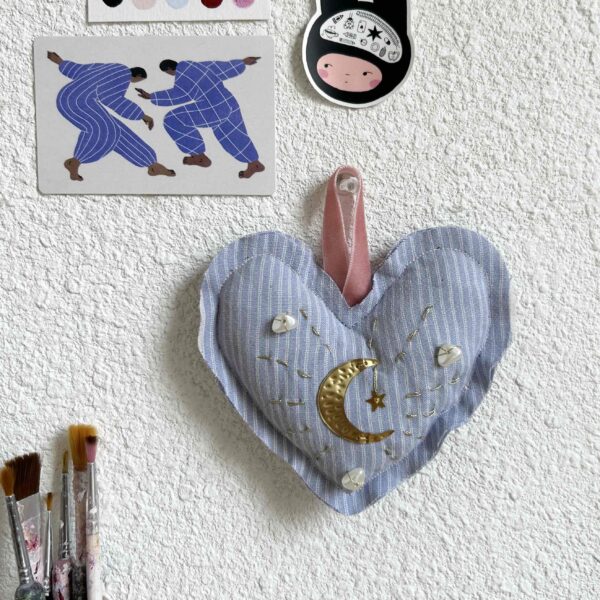 Wall art - beaded hearts