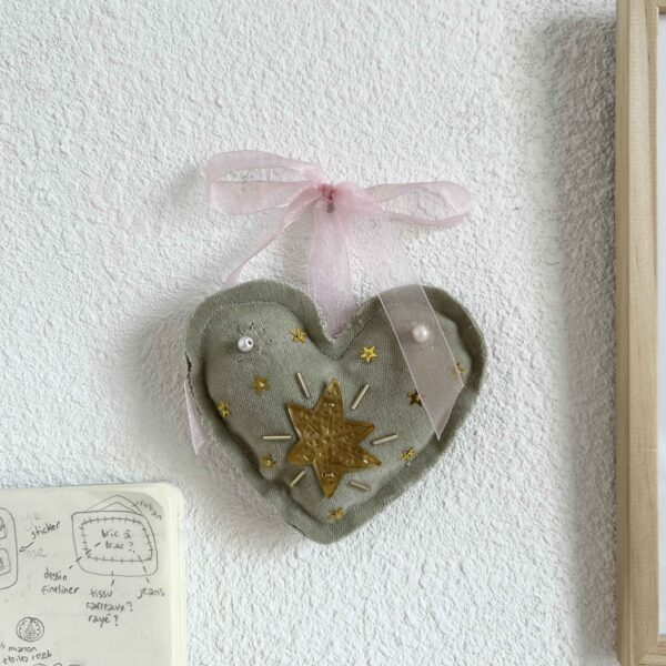 Wall art - beaded hearts