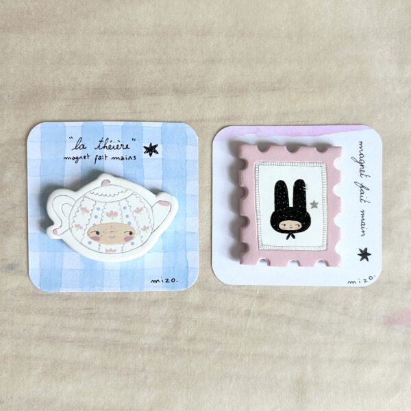 Clay magnet - teapot and stamp